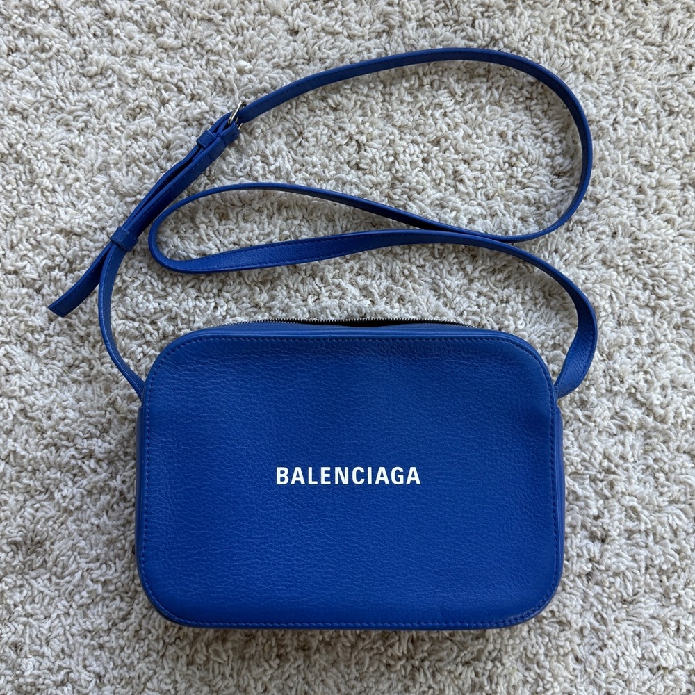 Balenciaga Blue Camera leather crossbody bag